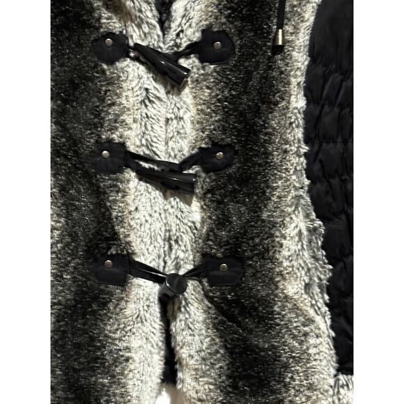 Montana Womens Faux Fur quilted Coat jacket sz S Penny‎ Lane Cowgirl Boho Black - Picture 2 of 10